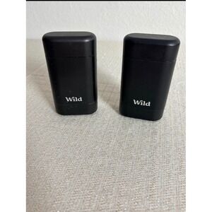 Wild Deodorant Case Set of two Black new unused Refillable Aluminum Matte Finish